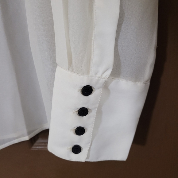 W.g.b. by Walter Baker Cody top off white black colour block tuxedo blouse nwt - Picture 3 of 6